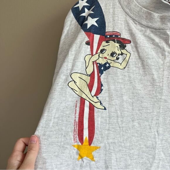 ✨ Vintage Tultex Gray Betty Boop Single Stitch Shirt XL Made in USA 90s - Picture 4 of 13